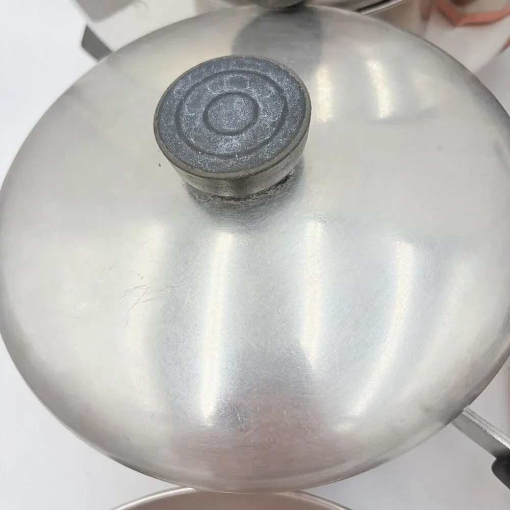 Vintage Revere Ware Copper Clad 9 Pc Cookware Set USA 1950s-60s Patent Pots Lids